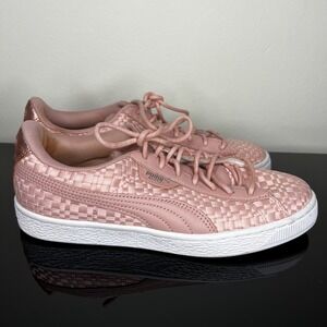 Puma Womens Basket Satin EP Sneakers Shoes Pink 36591501 Low Top Lace Up Woven 9